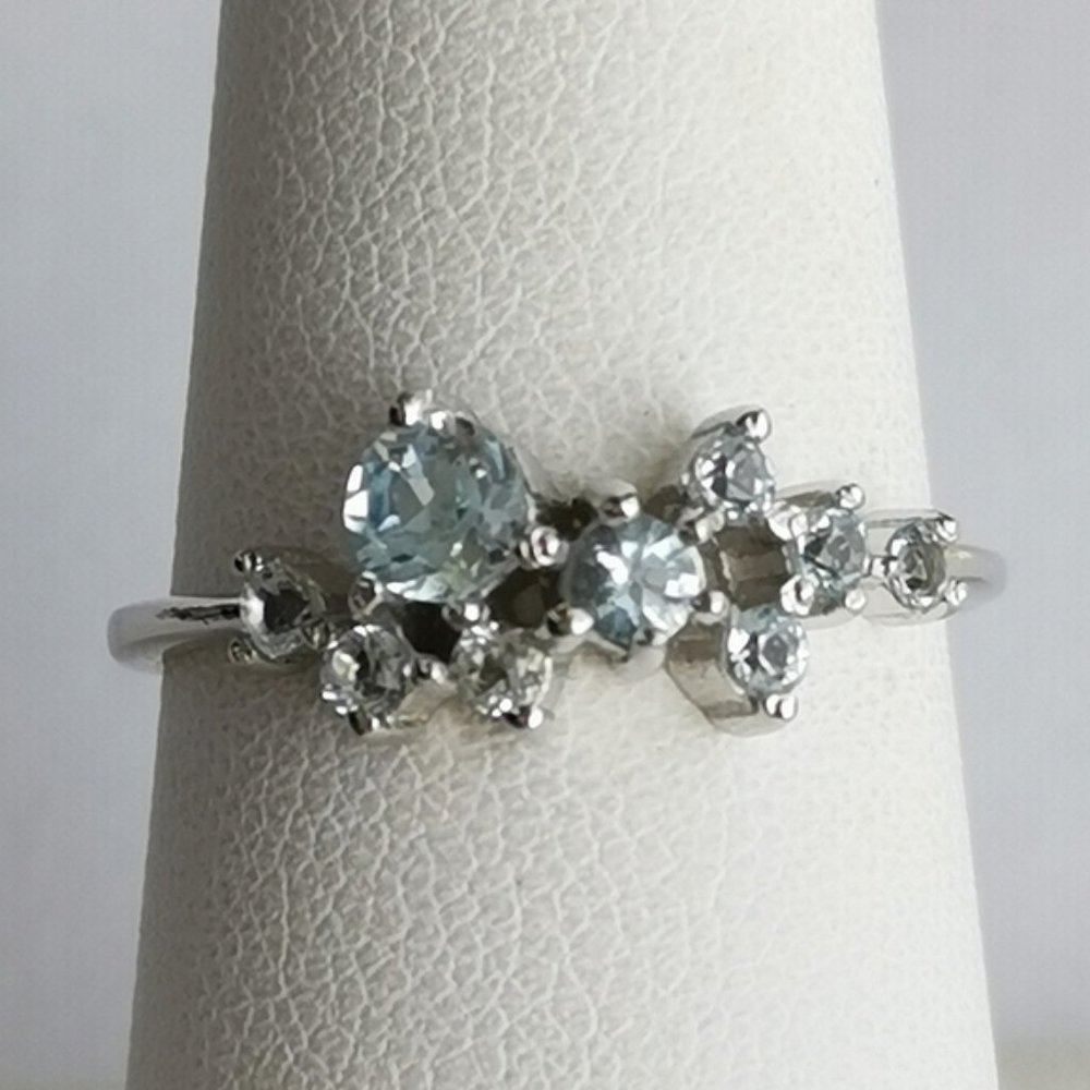 Nwt Modern multi gemstone glacier blue topaz ring size 8 in Sterling Sil…